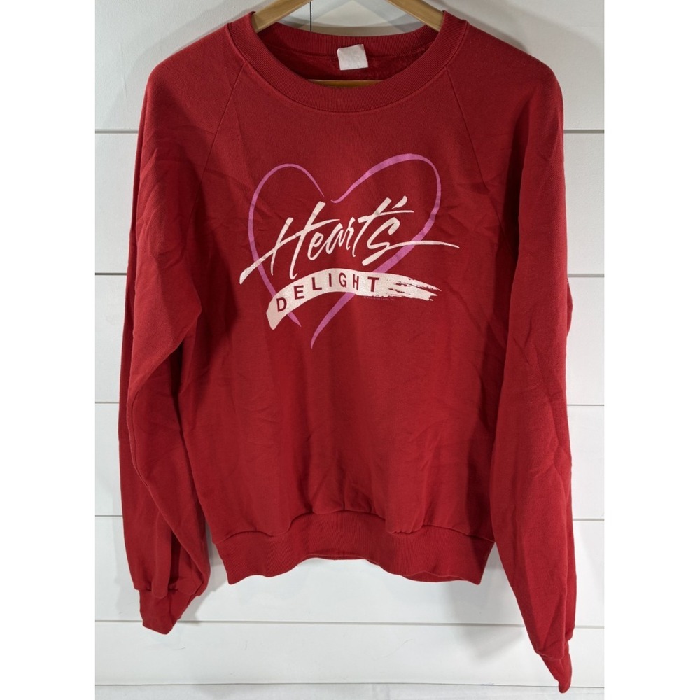 Vintage Women's Hallmark Hearts Delight Graphic Crewneck Red Sweatshirt Size XL